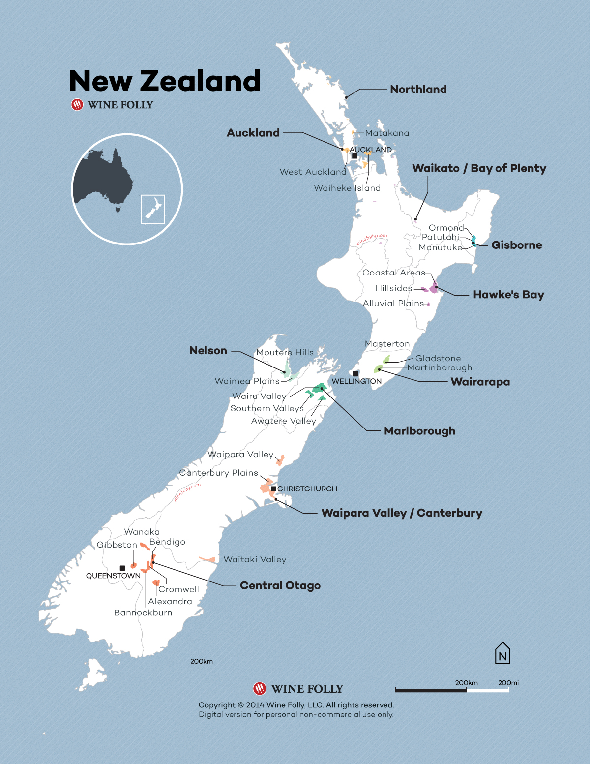 New Zealand Wine Map 2015 by Wine Folly
