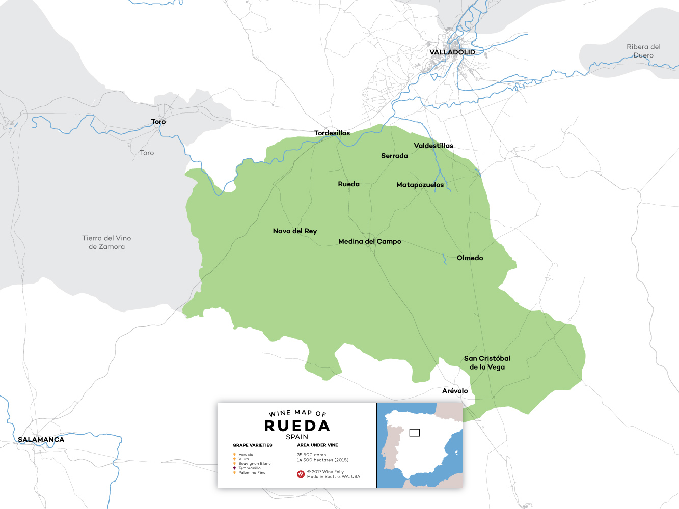 Rueda wine region of Spain by Wine Folly