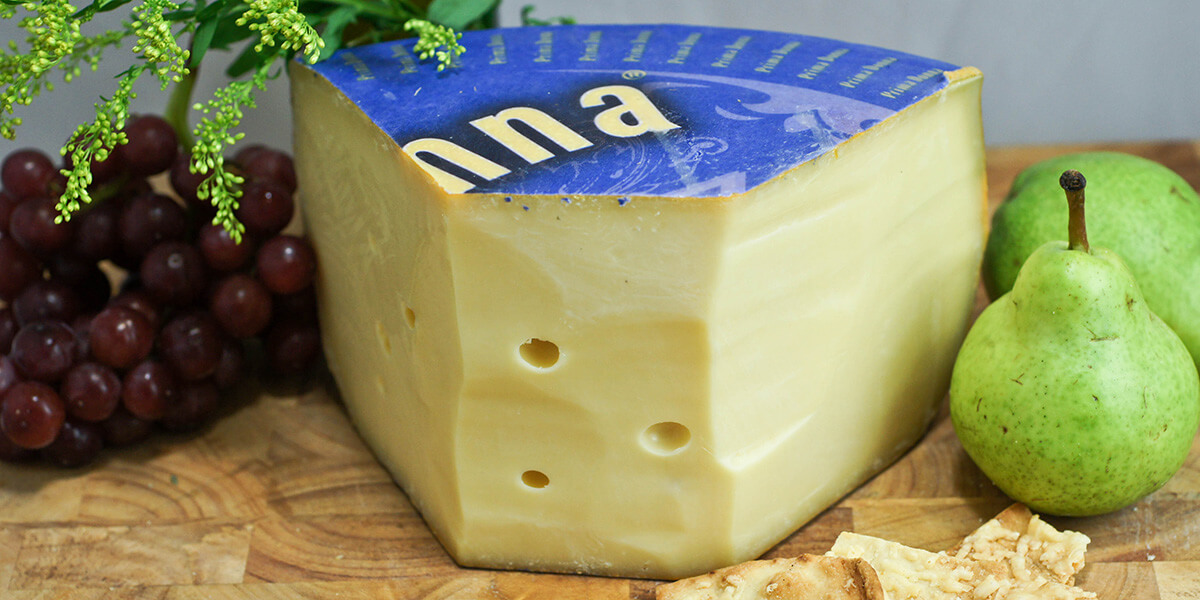 Swiss cheese with fruit.