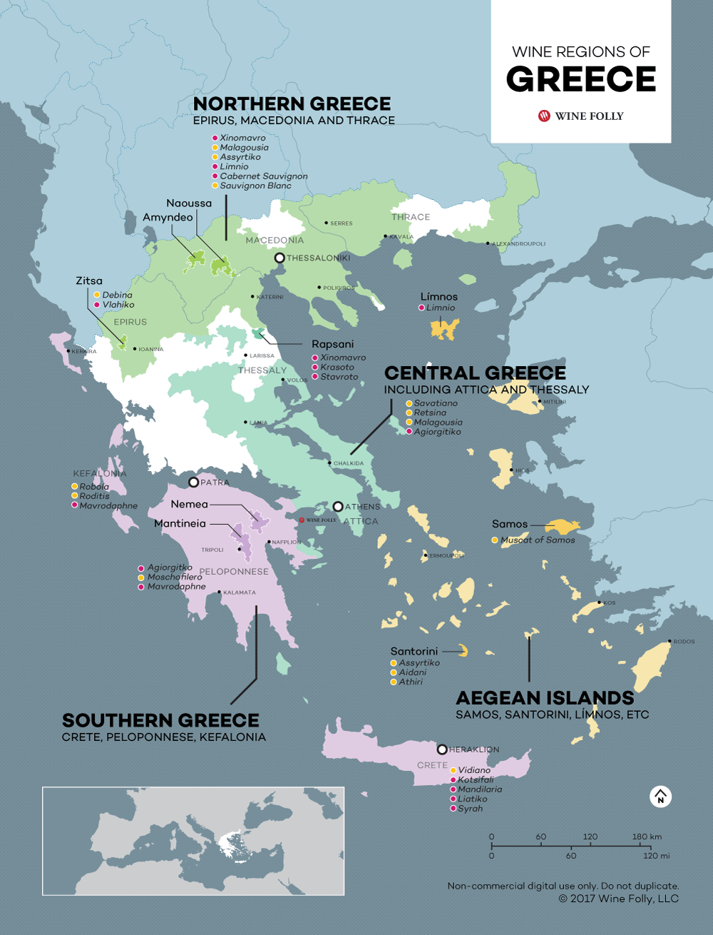 Wine Map of Greece by Wine Folly including wines
